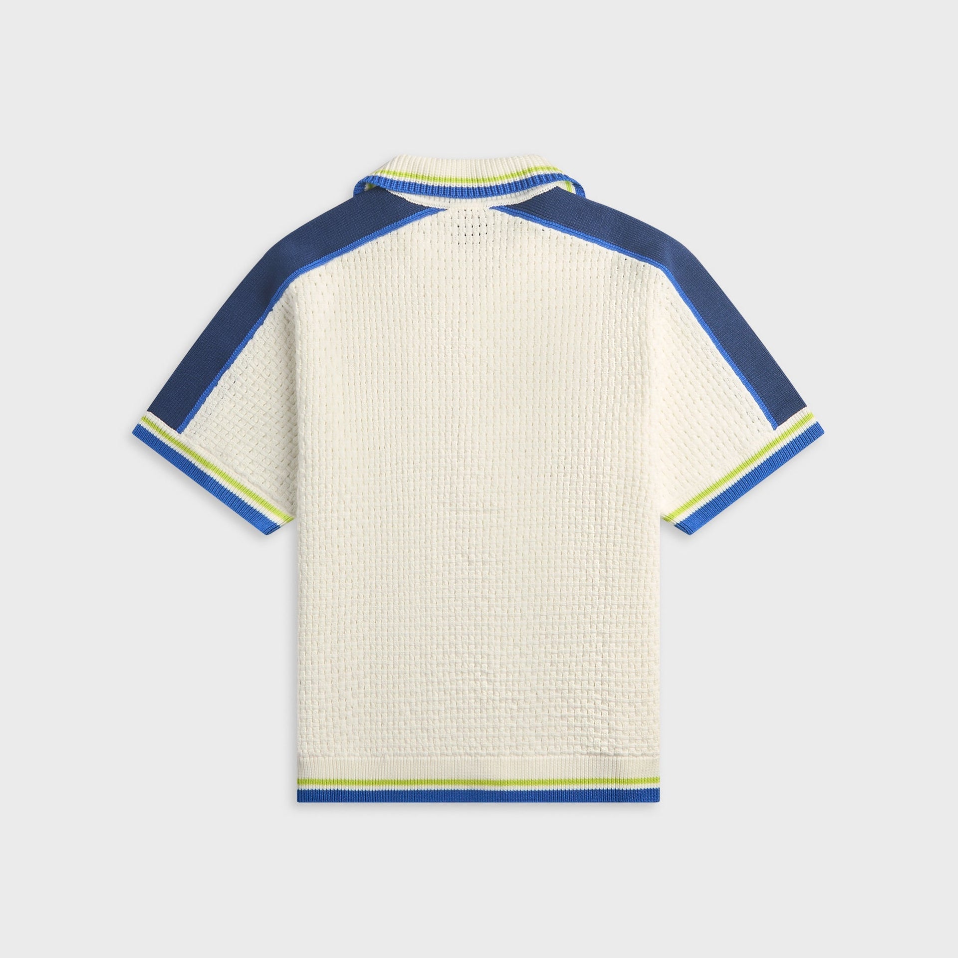Casablanca Short Sleeve Crochet Shirt - White / Blue / Yellow