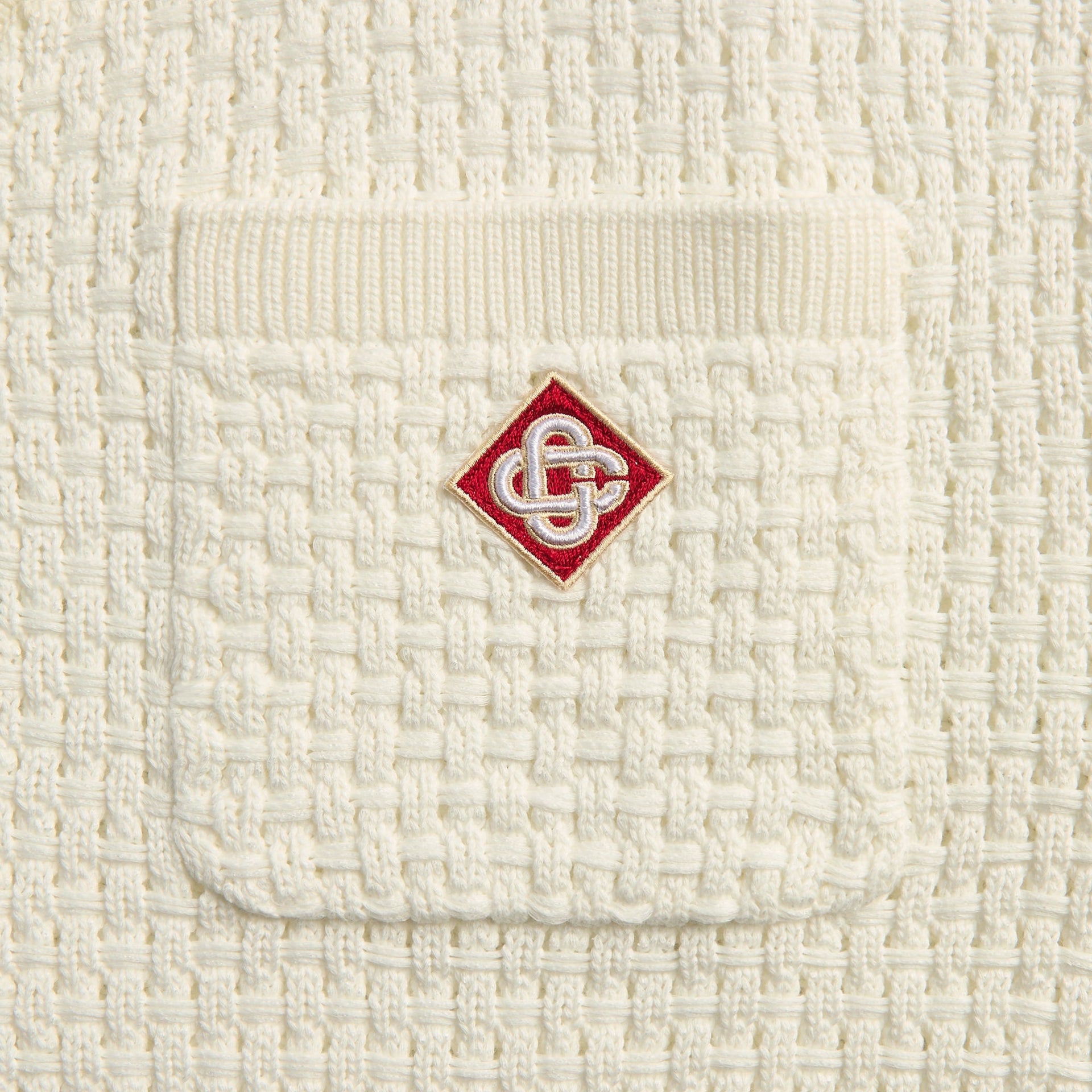 Casablanca Short Sleeve Crochet Shirt - White / Blue / Yellow