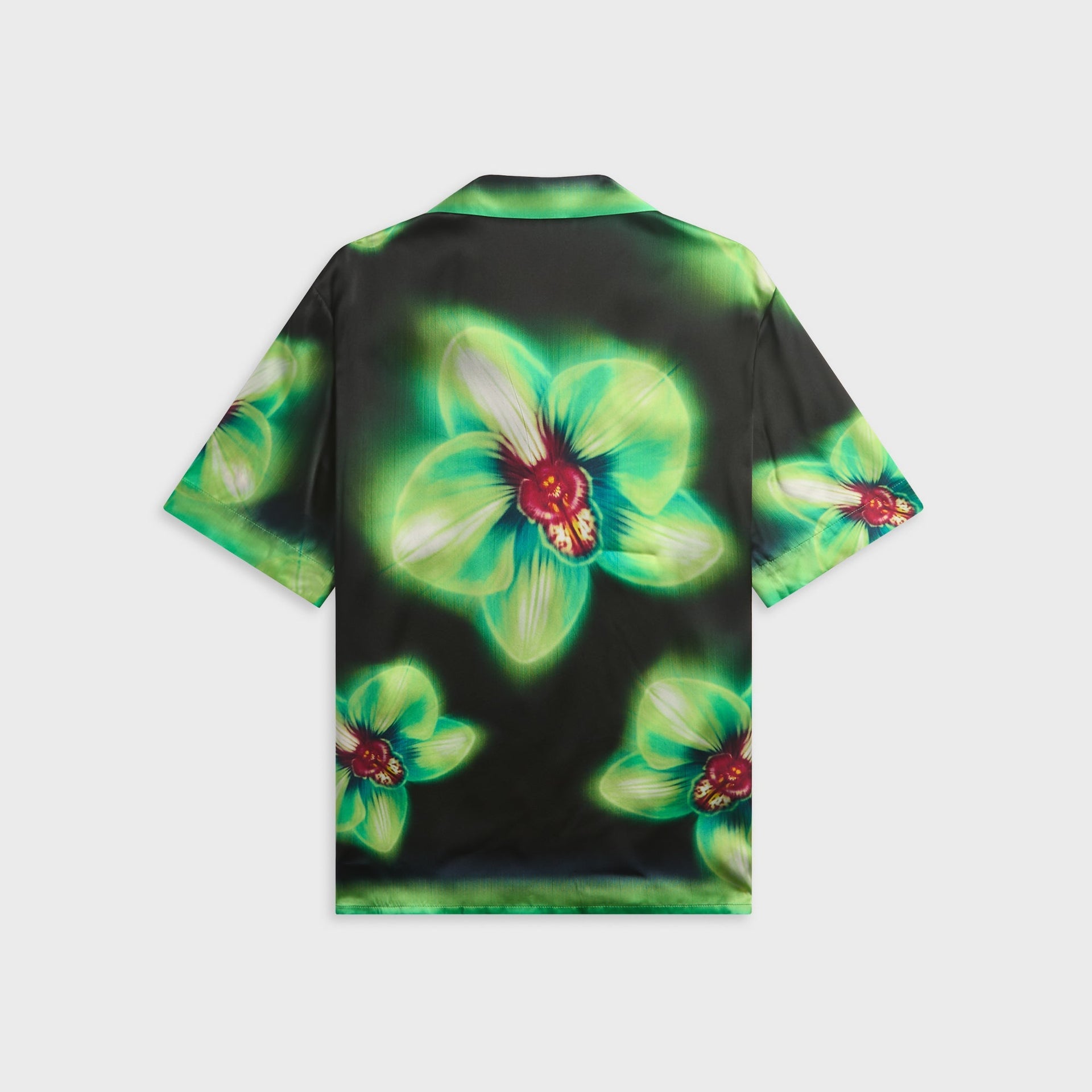 Casablanca Orchid Glitch Short Sleeve Silk Shirt - Black