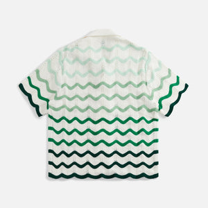 Casablanca Mens Gradient Wave Crochet Camp Shirt - Green