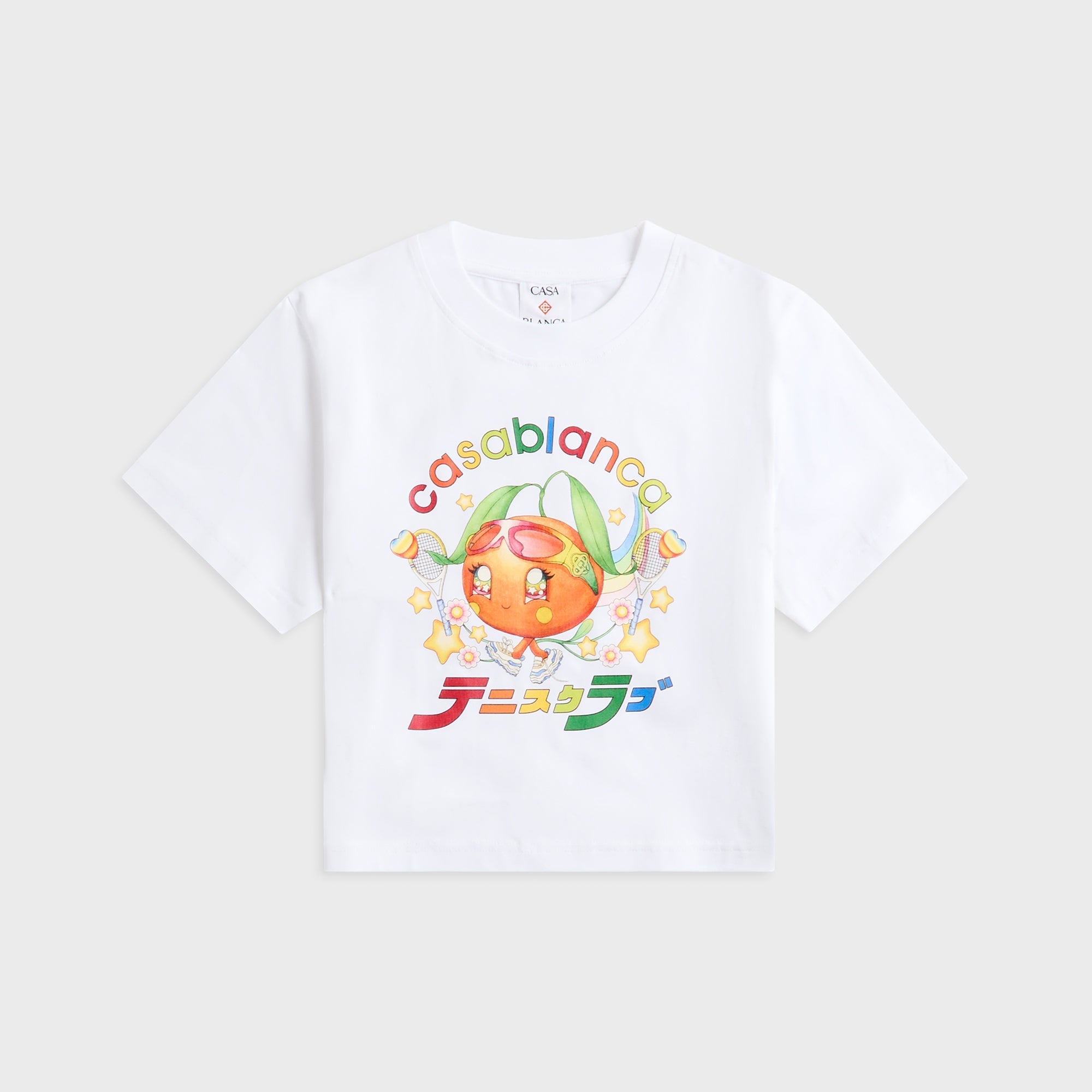 Casablanca Orange Mascot Printed Cropped Baby Tee - White – Kith Casablanca Orange Mascot Printed Cropped Baby Tee - White – Kith