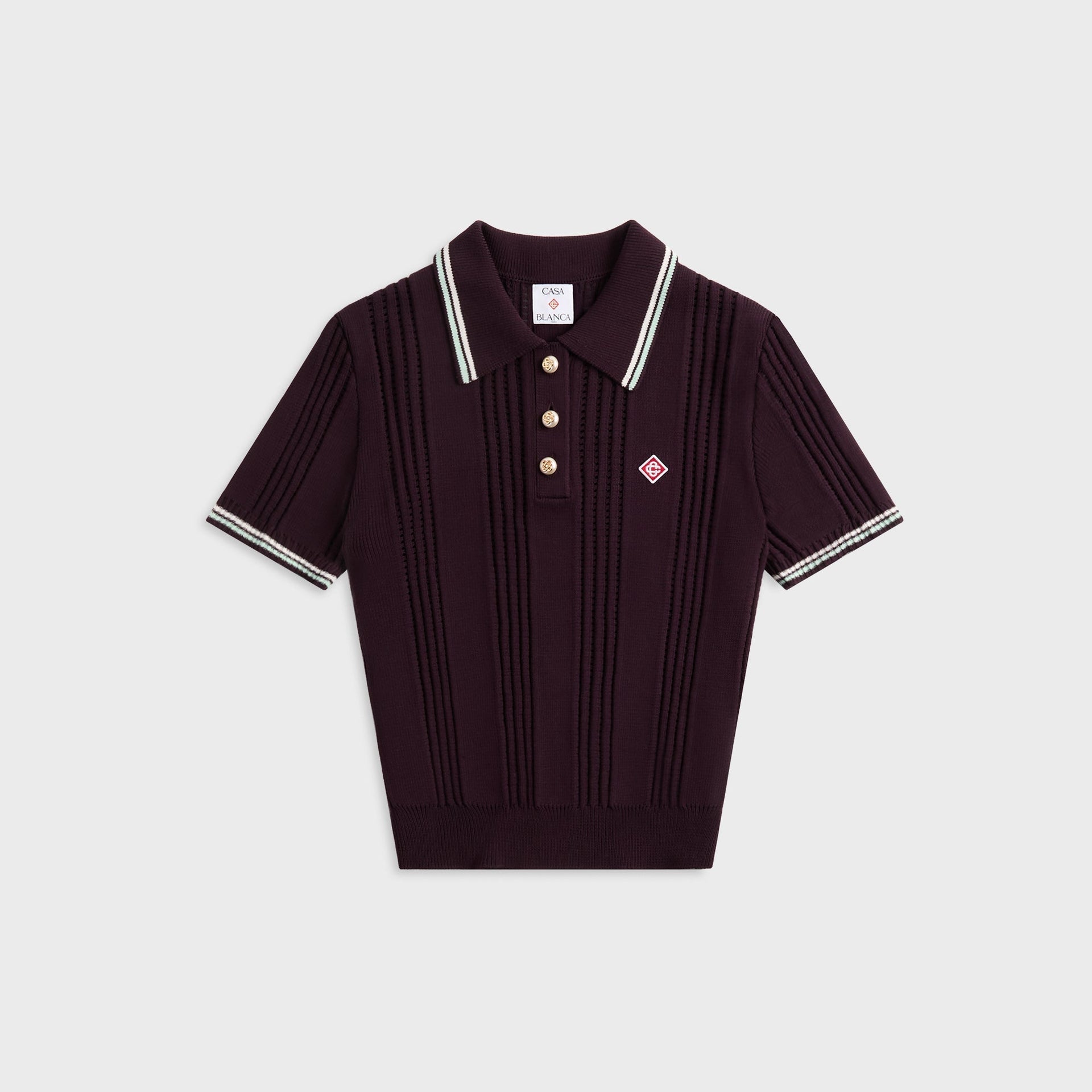 Casablanca Short Sleeve Polo - Cotton Aubergine