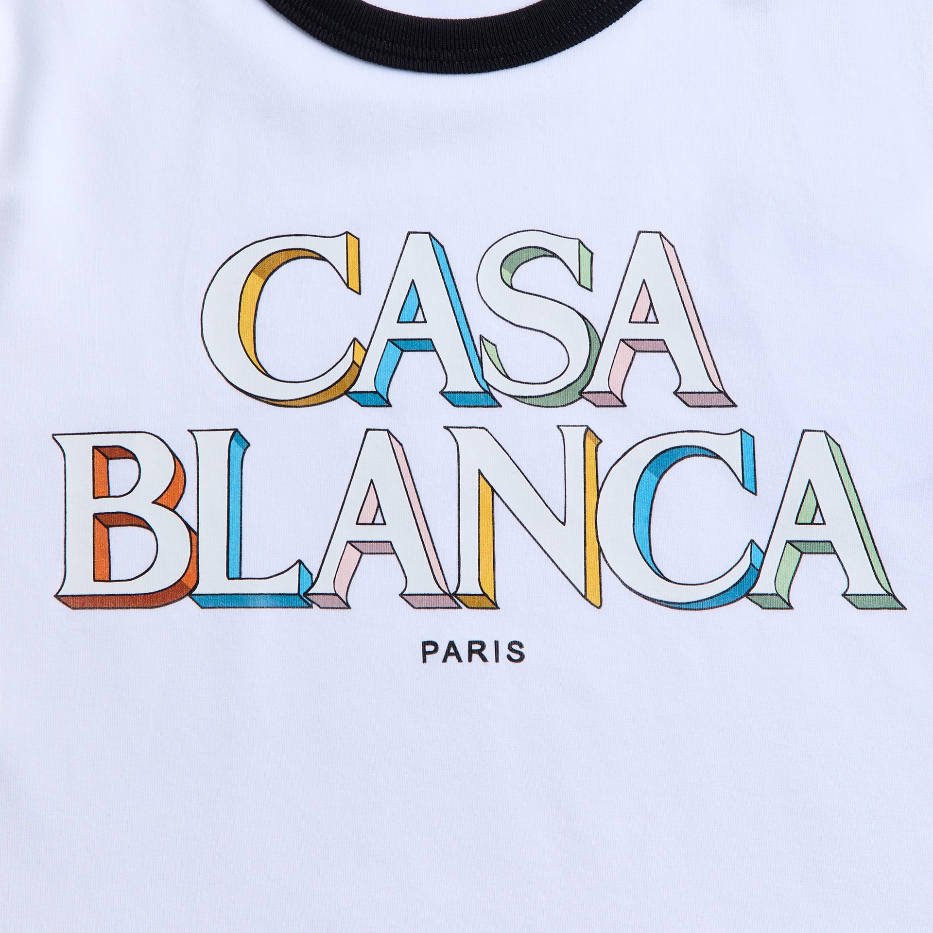 Casablanca Stacked Logo Cropped Baby Short Sleeve Tee - White