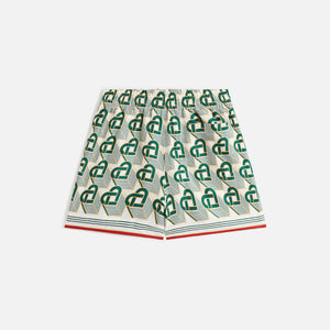 Casablanca Printed Silk Shorts - Monogram Green