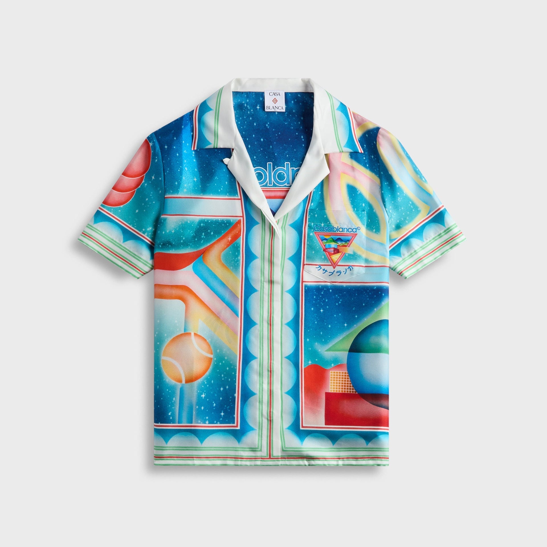Casablanca Cuban Collar Short Sleeve Shirt in Galaxy Court
