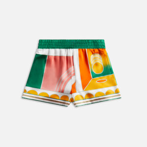 Casablanca Summer Court Silk Greca shorts with Drawstrings - Multi
