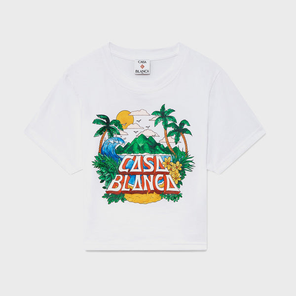 Tシャツ・カットソー CASABLANCA WOMEN La Musique Baby Tee Blue CAWS25-JTS-009-03_63dda401-