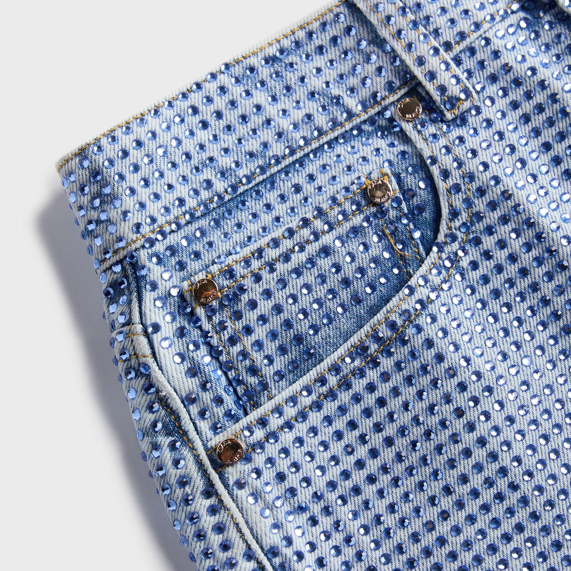 Casablanca Denim Hotfix Short in Mid Wash