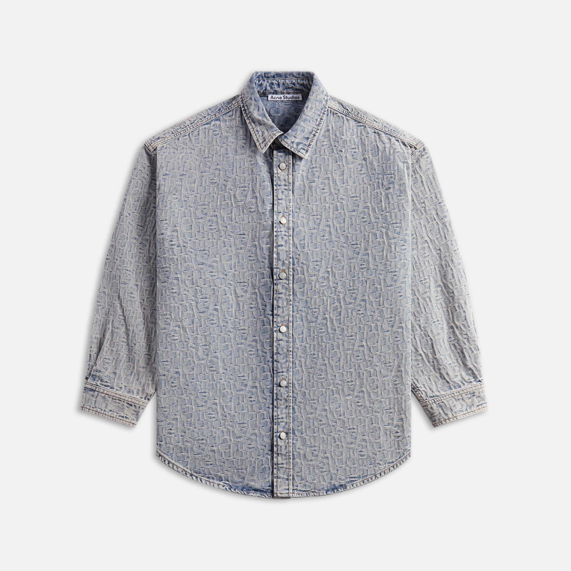 Acne Studios Setar Monogram Unisex Denim Shirt - Blue / Beige