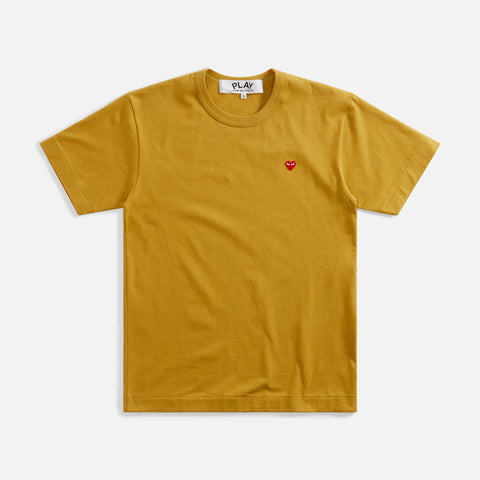 CDG Pocket Small Red Heart Tee - Olive