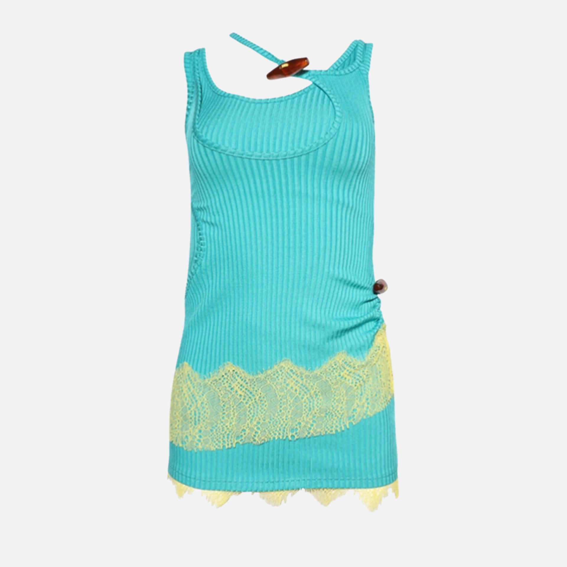 Christopher Esber Corrugated Lace Toggle Dress - Teal