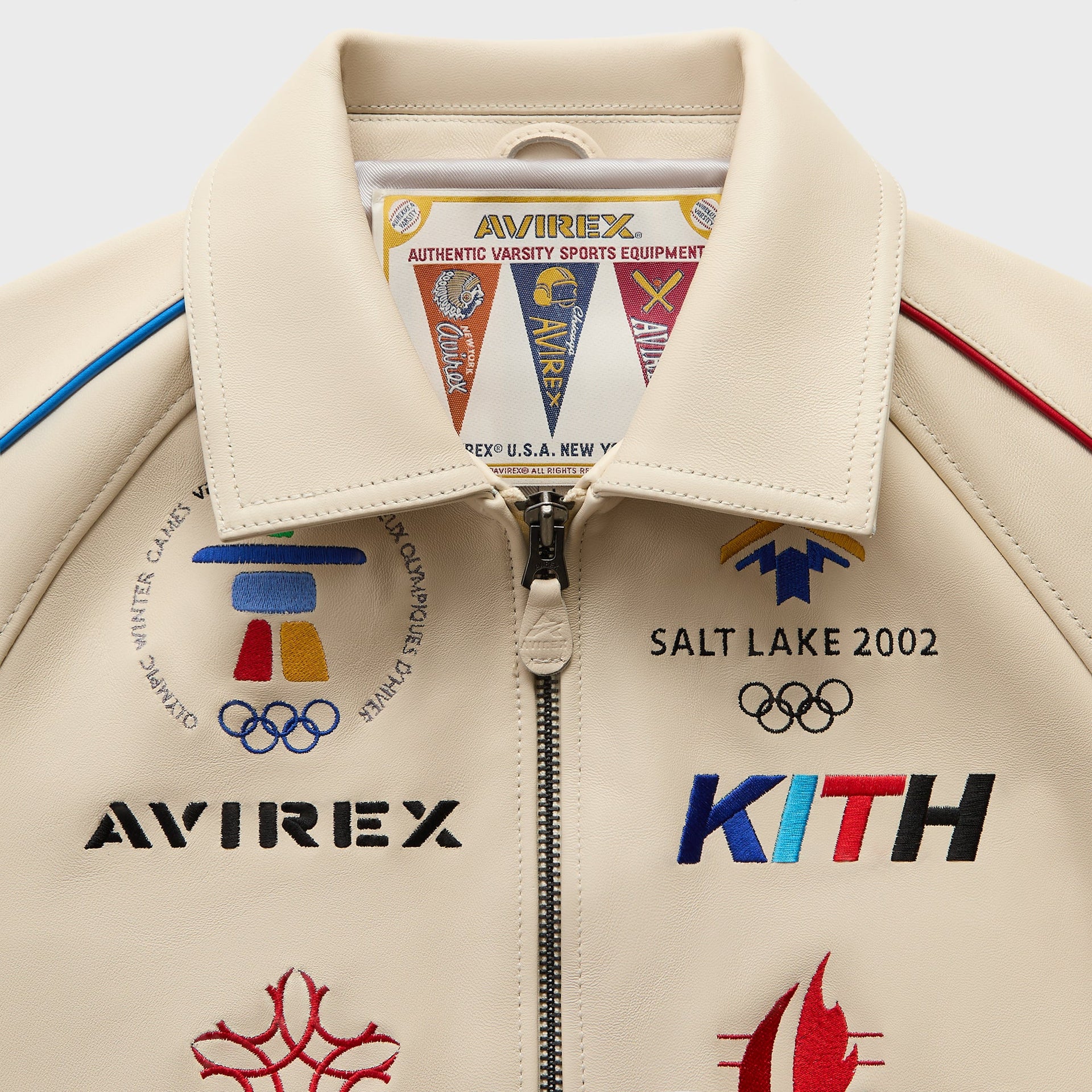 Kith & AVIREX for Olympics Heritage Leather Bomber Jacket - Tofu