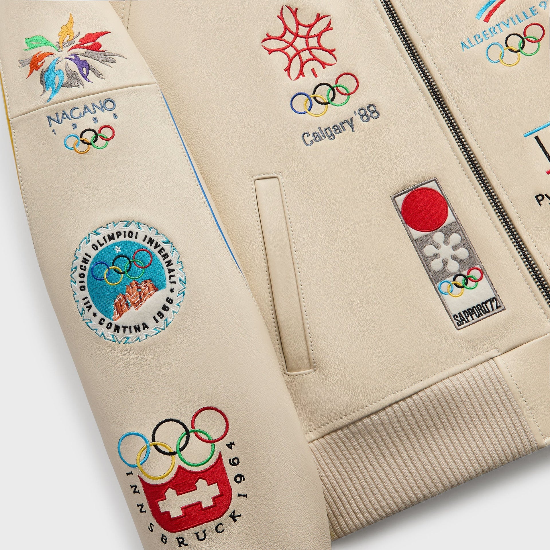 Kith & AVIREX for Olympics Heritage Leather Bomber Jacket - Tofu - PH