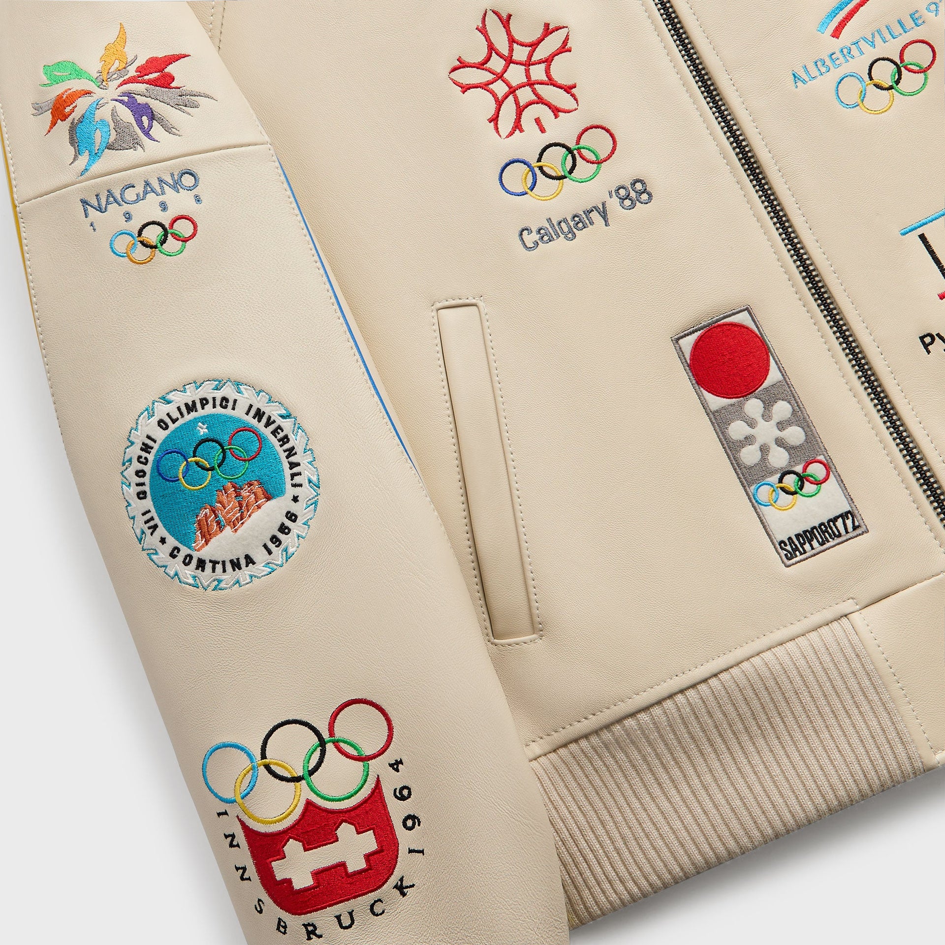 Kith & AVIREX for Olympics Heritage Leather Bomber Jacket - Tofu