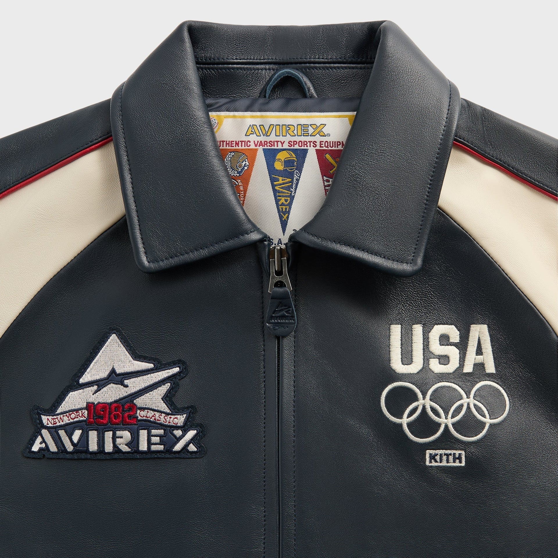 Kith & AVIREX for Team USA Leather Bomber Jacket - Navy - PH