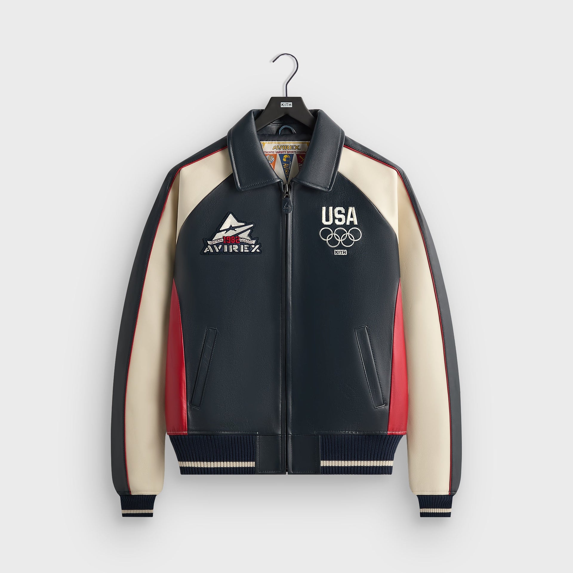 Kith & AVIREX for Team USA Leather Bomber Jacket - Navy