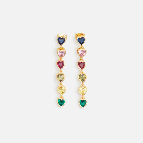 Crystal Haze Rainbow Hearts Earrings - Multi