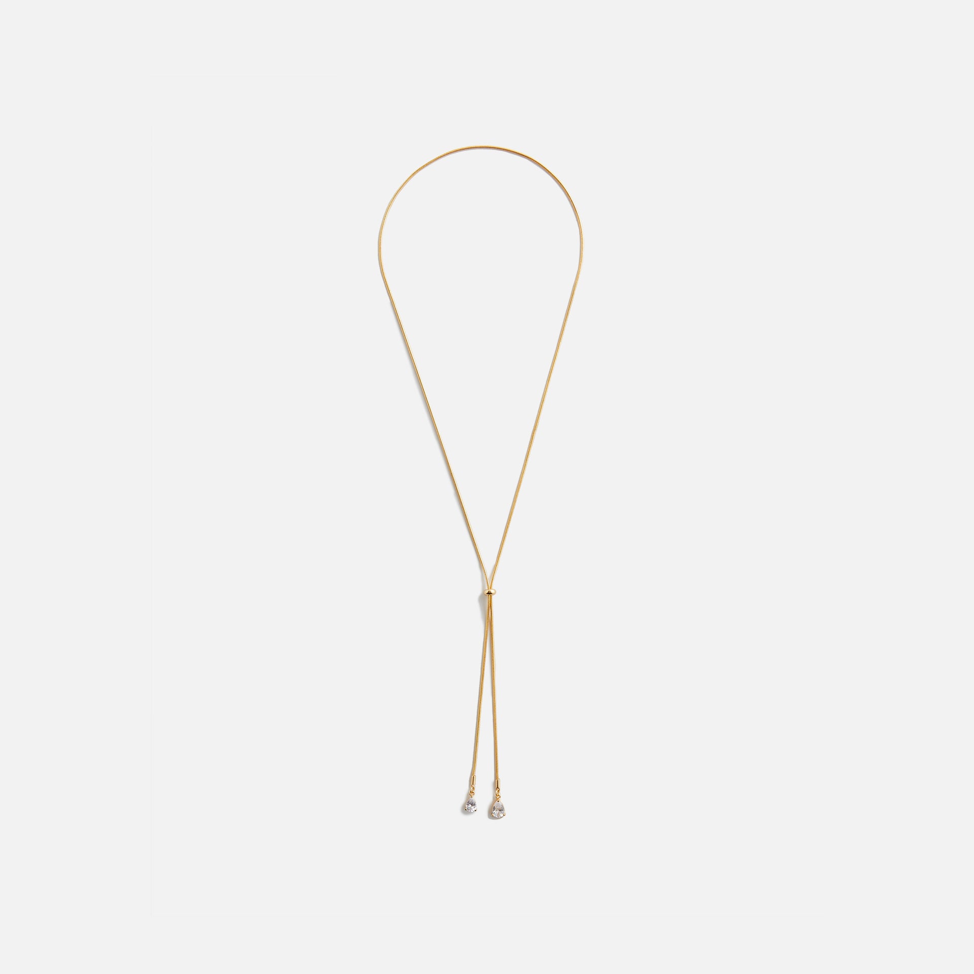 Crystal Haze Long Lariat Pear Drop Necklace - Gold
