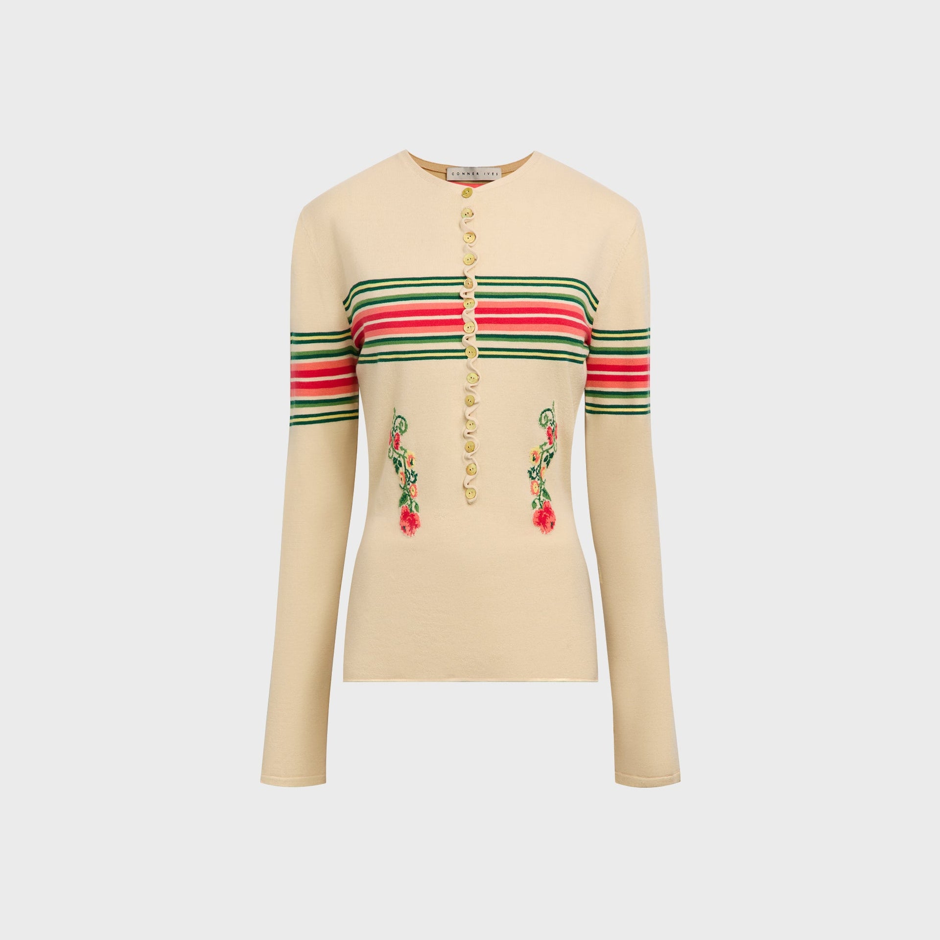 Conner Ives Long Sleeve Sock Henley - Beige / Multi