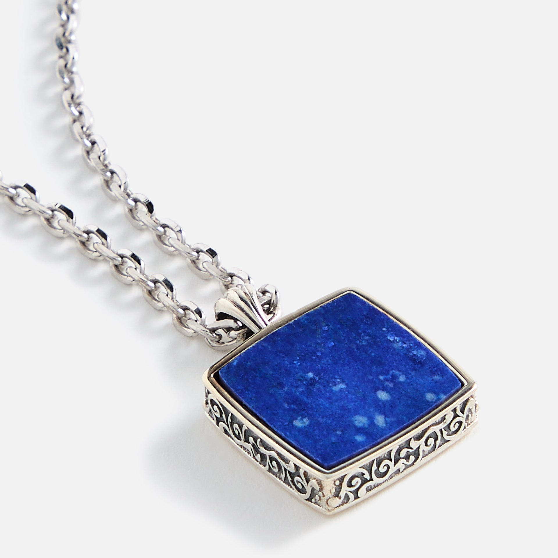 Emanuele Bicocchi Square Lapis Amulet Necklace - Silver