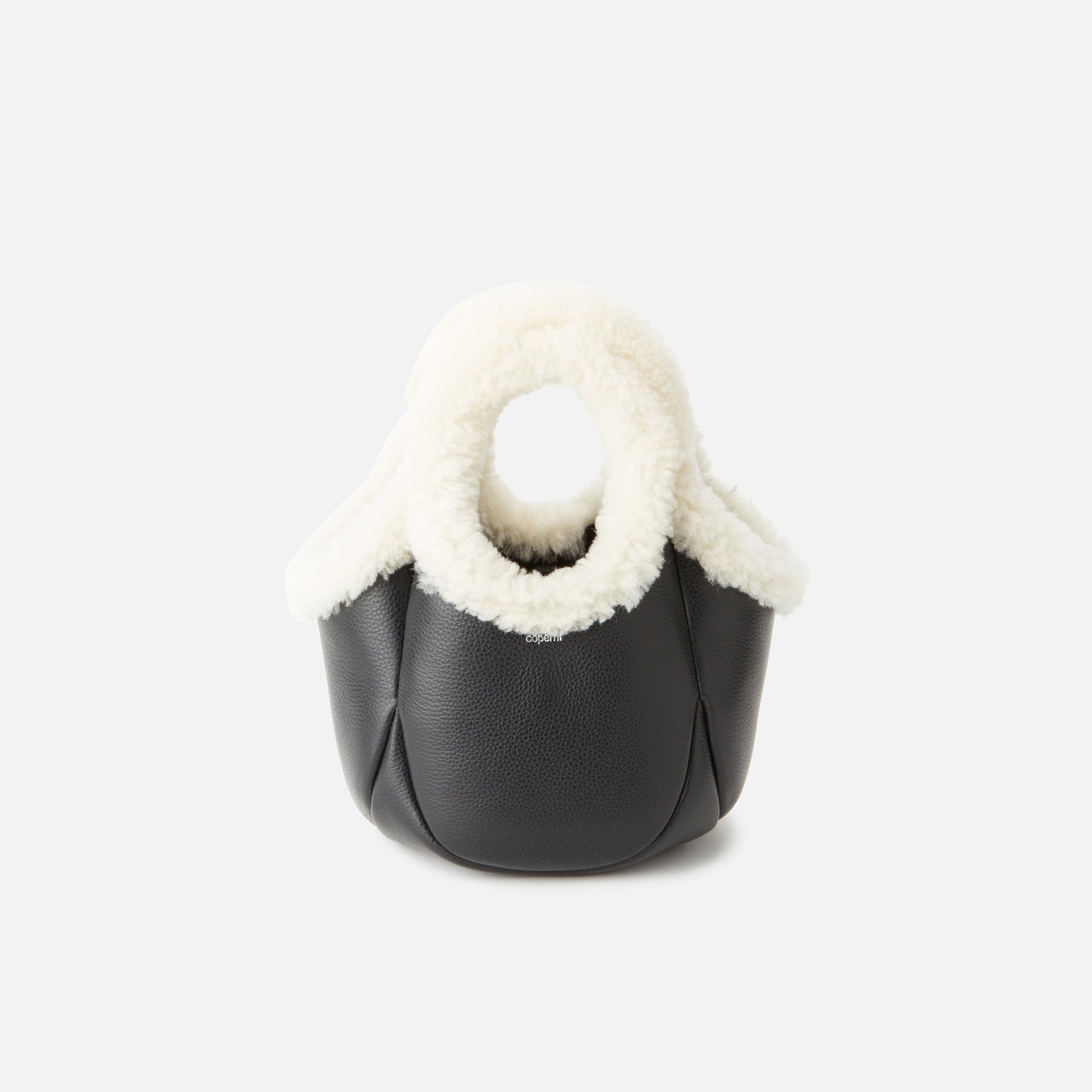 Coperni Shearling Mini Bucket Swipe Bag - Black / White