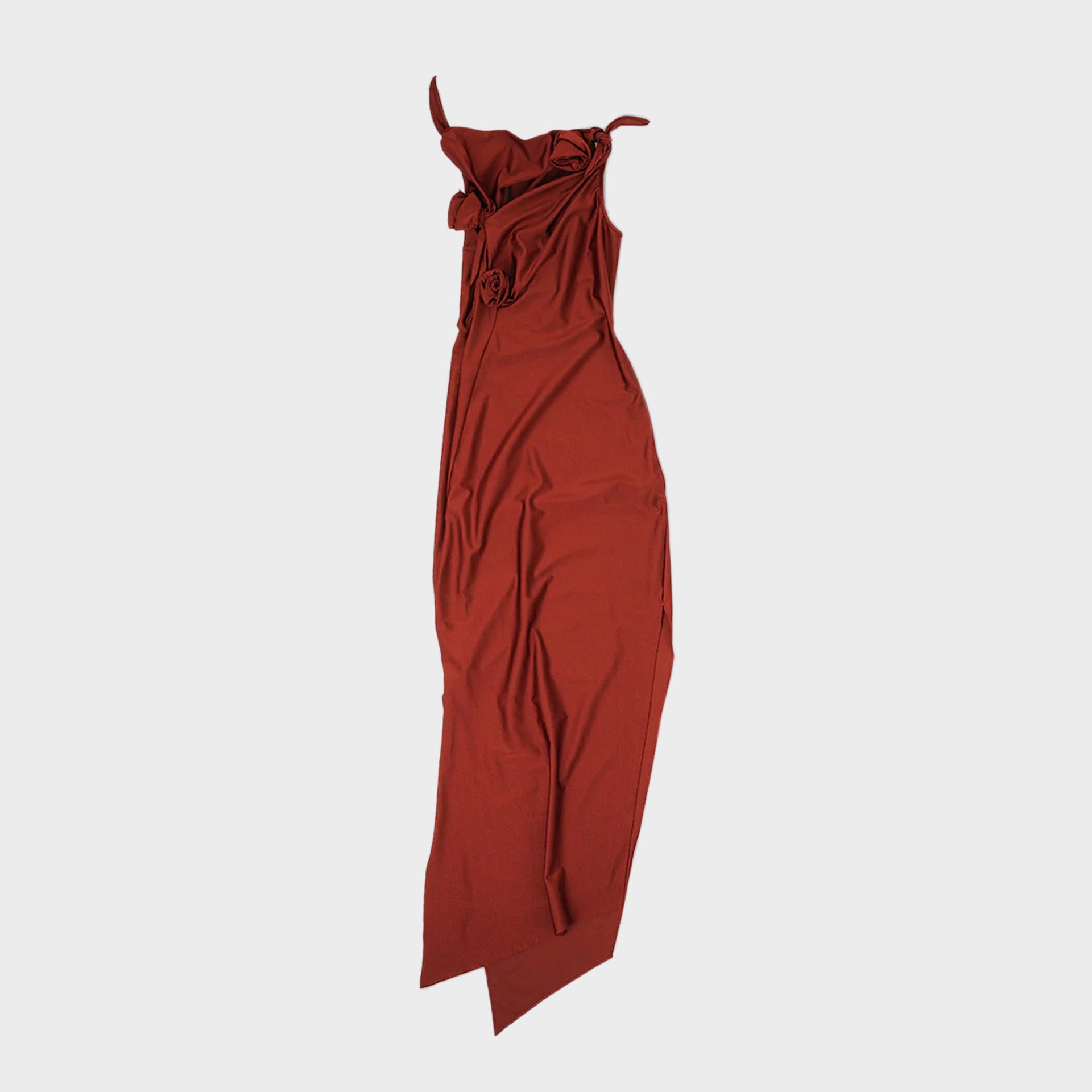 Coperni Asymetric Flower Gown - Red Rhubarb