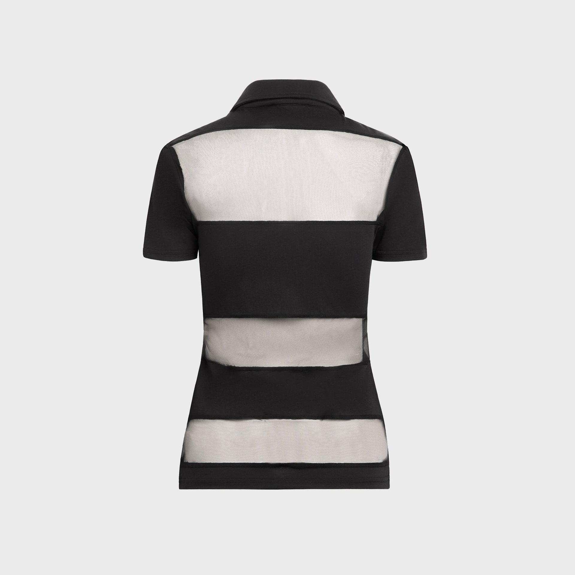 Coperni Striped Sheer Polo Top - Black