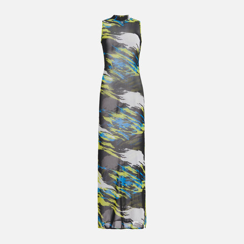 Coperni Moto Print Mesh Dress - Multi