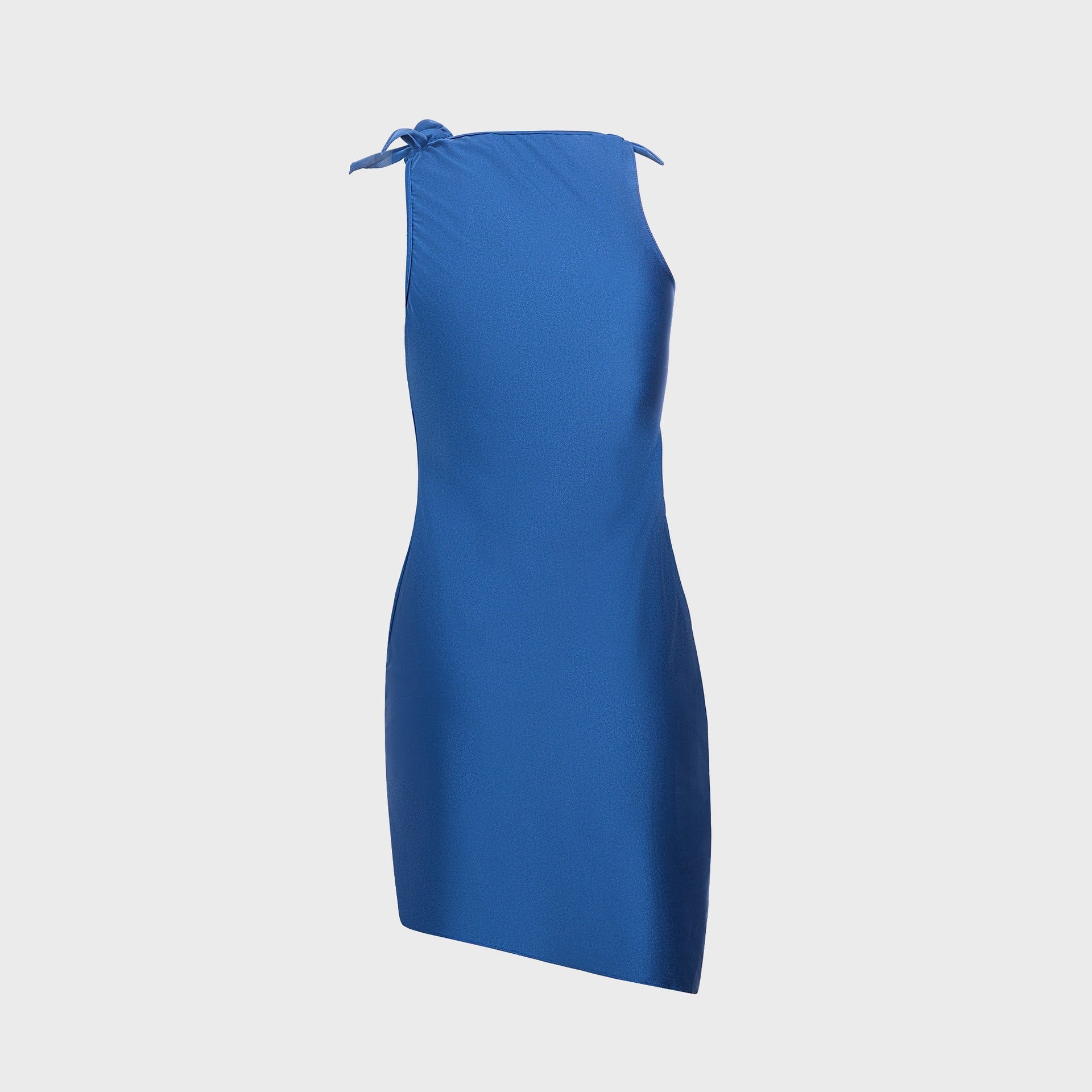 Coperni Asymmetric Flower Mini Dress in Isola Blue