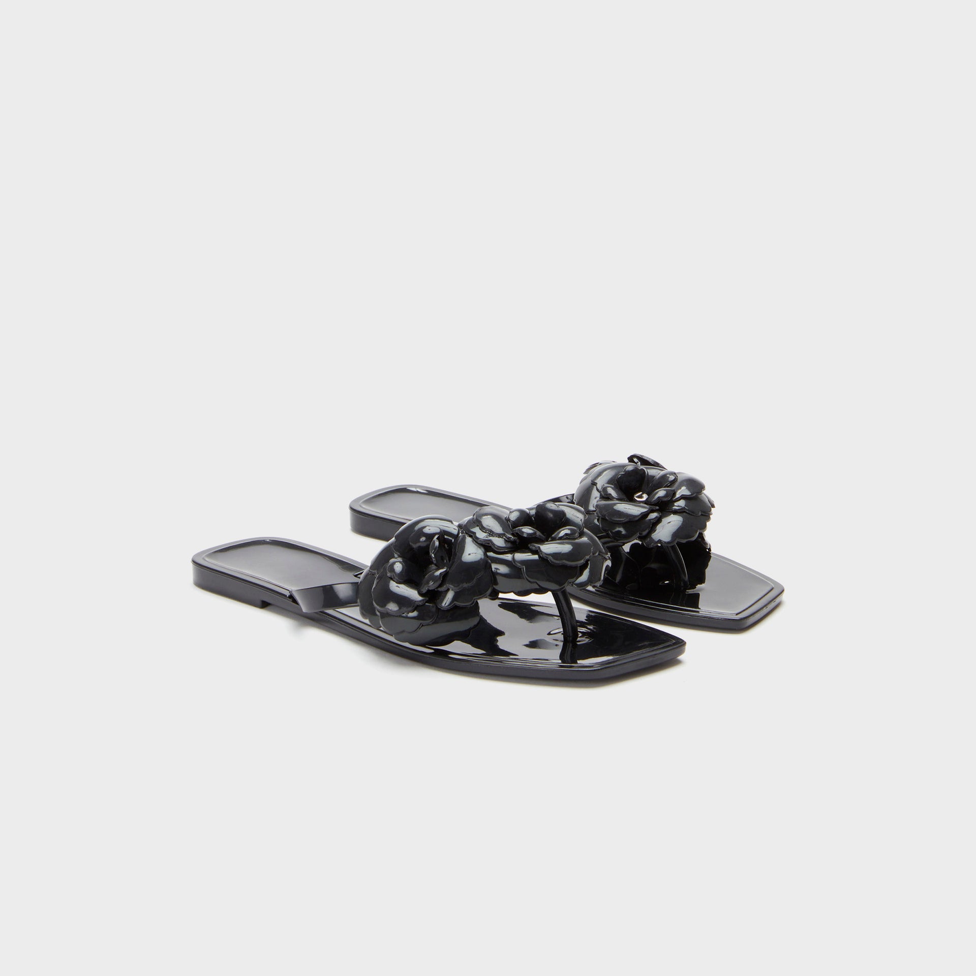Coperni Silicone Flower Flat Sandals - Black