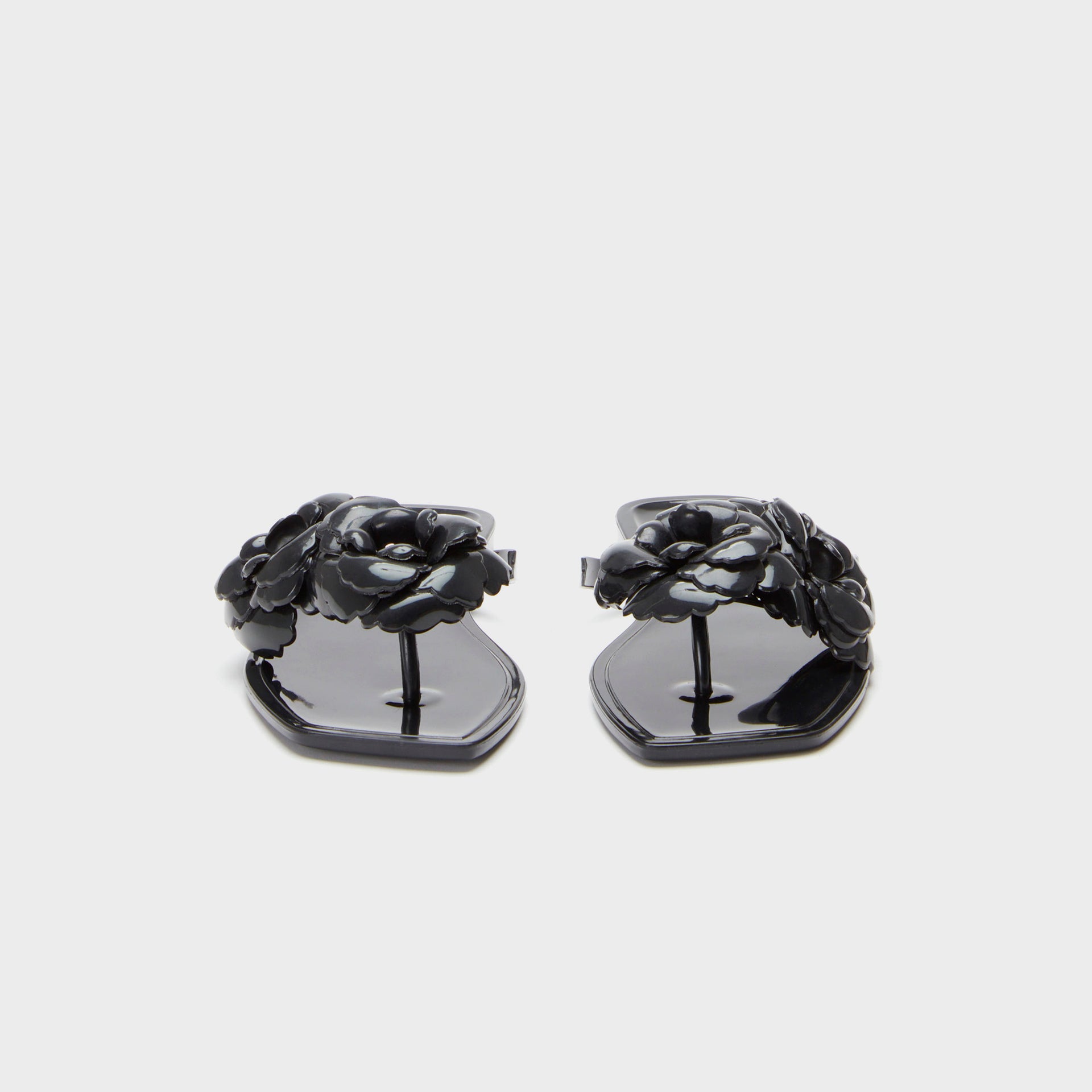 Coperni Silicone Flower Flat Sandals - Black