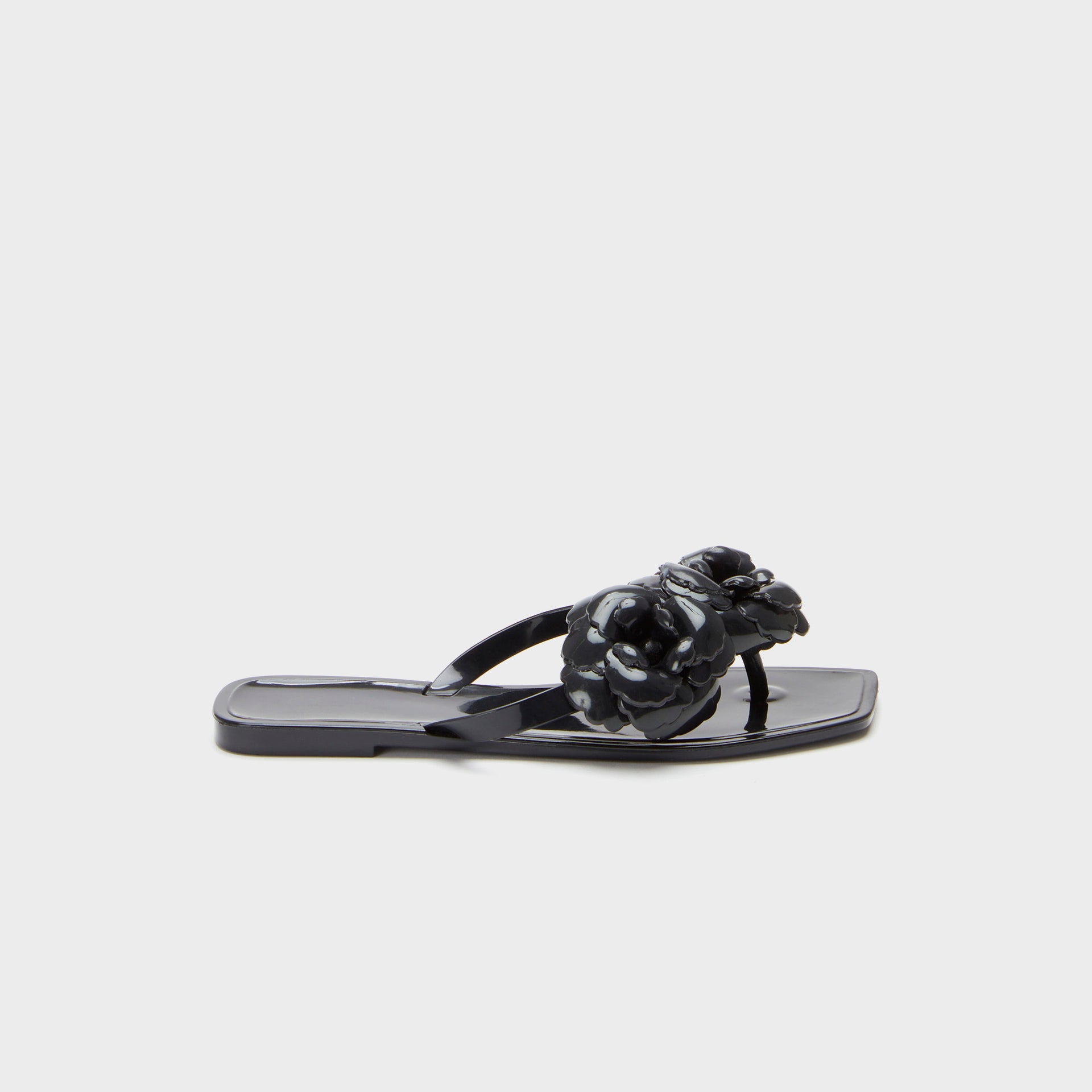 Coperni Silicone Flower Flat Sandals - Black