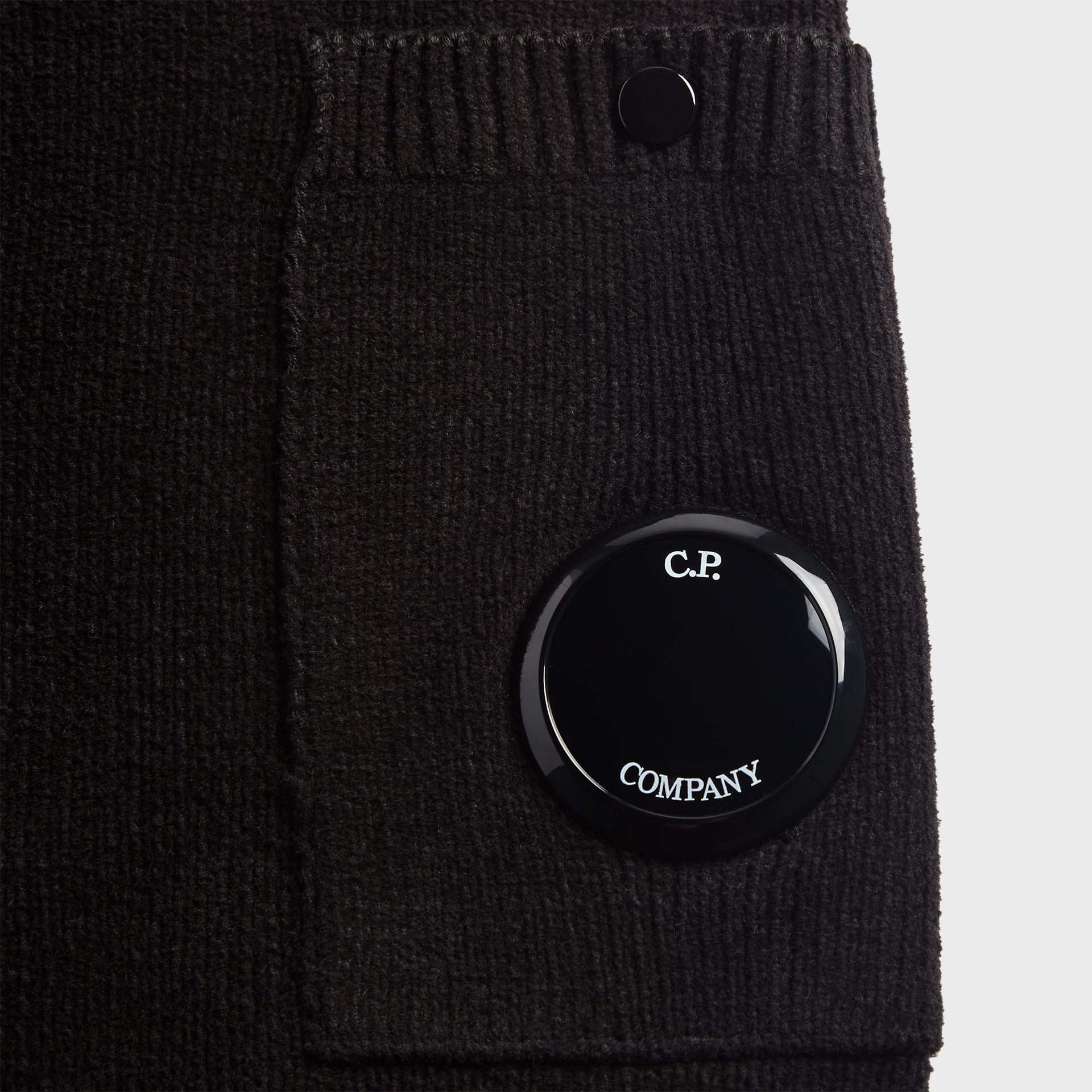C.P. Company Cotton Chenille Crewneck Lens Sweater - Black