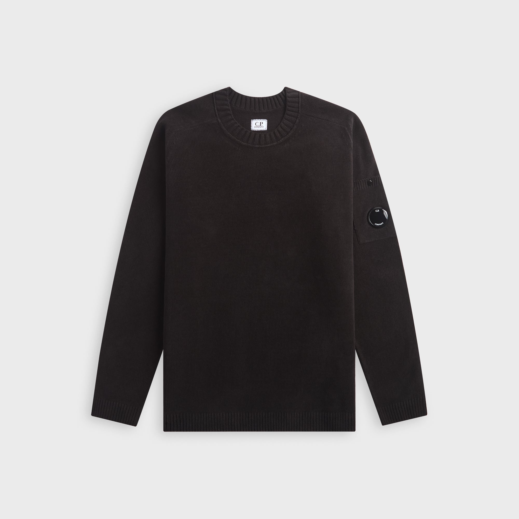 C.P. Company Cotton Chenille Crewneck Lens Sweater - Black – Kith
