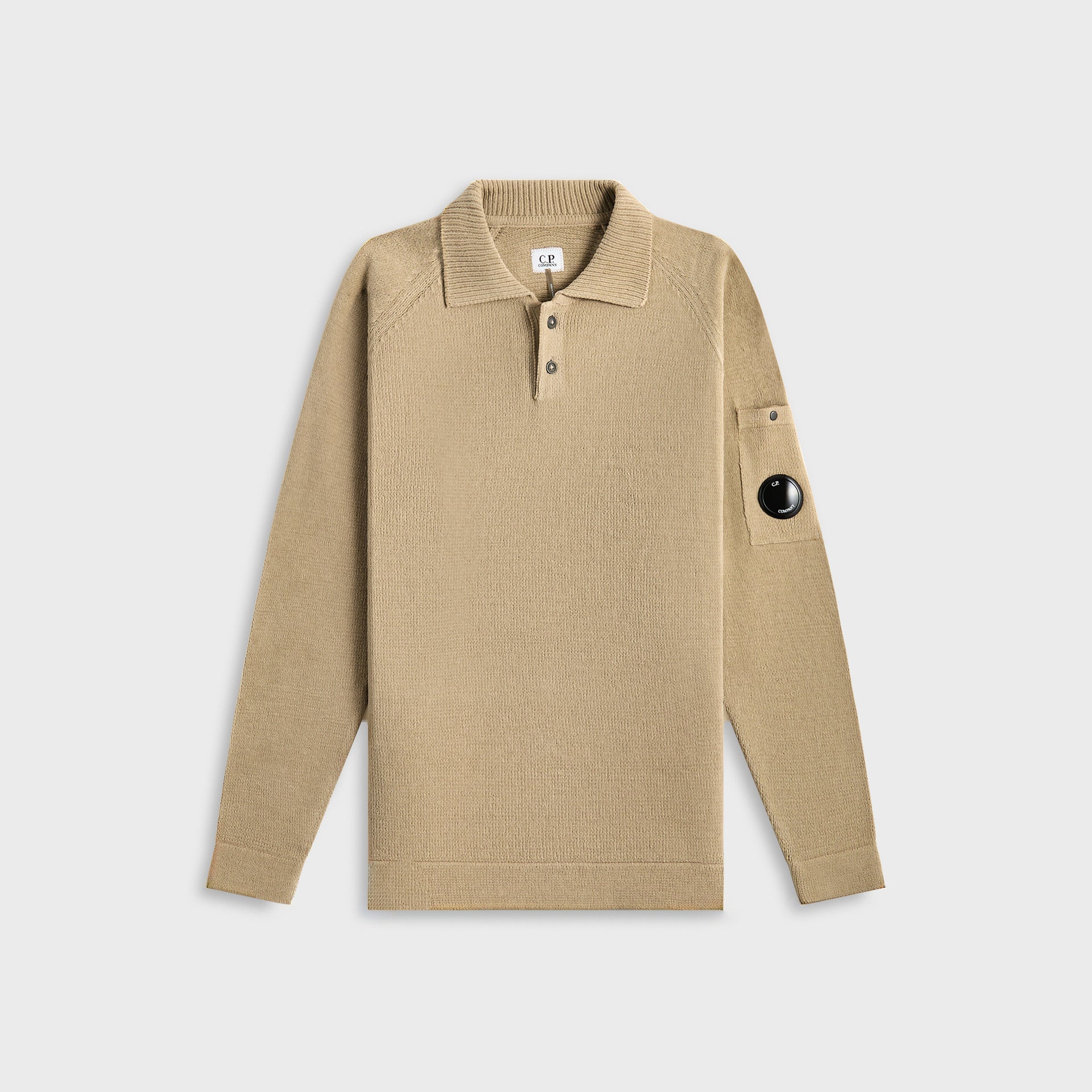 C.P. Company Chenille Cotton Polo Knit - Vintage Khaki