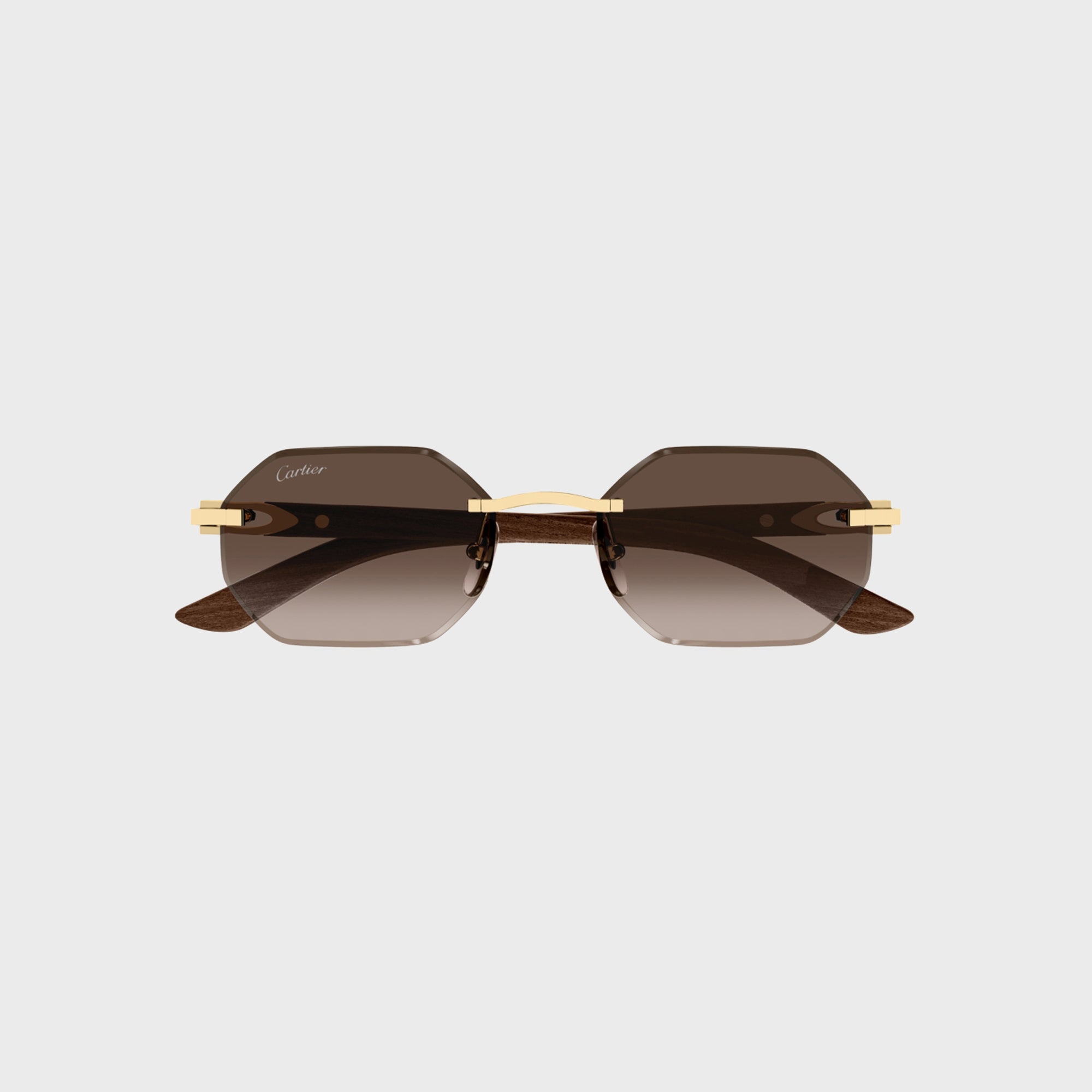 Cartier CT0439S Man Wood Sunglasses - Gold / Yellow / Brown – Kith