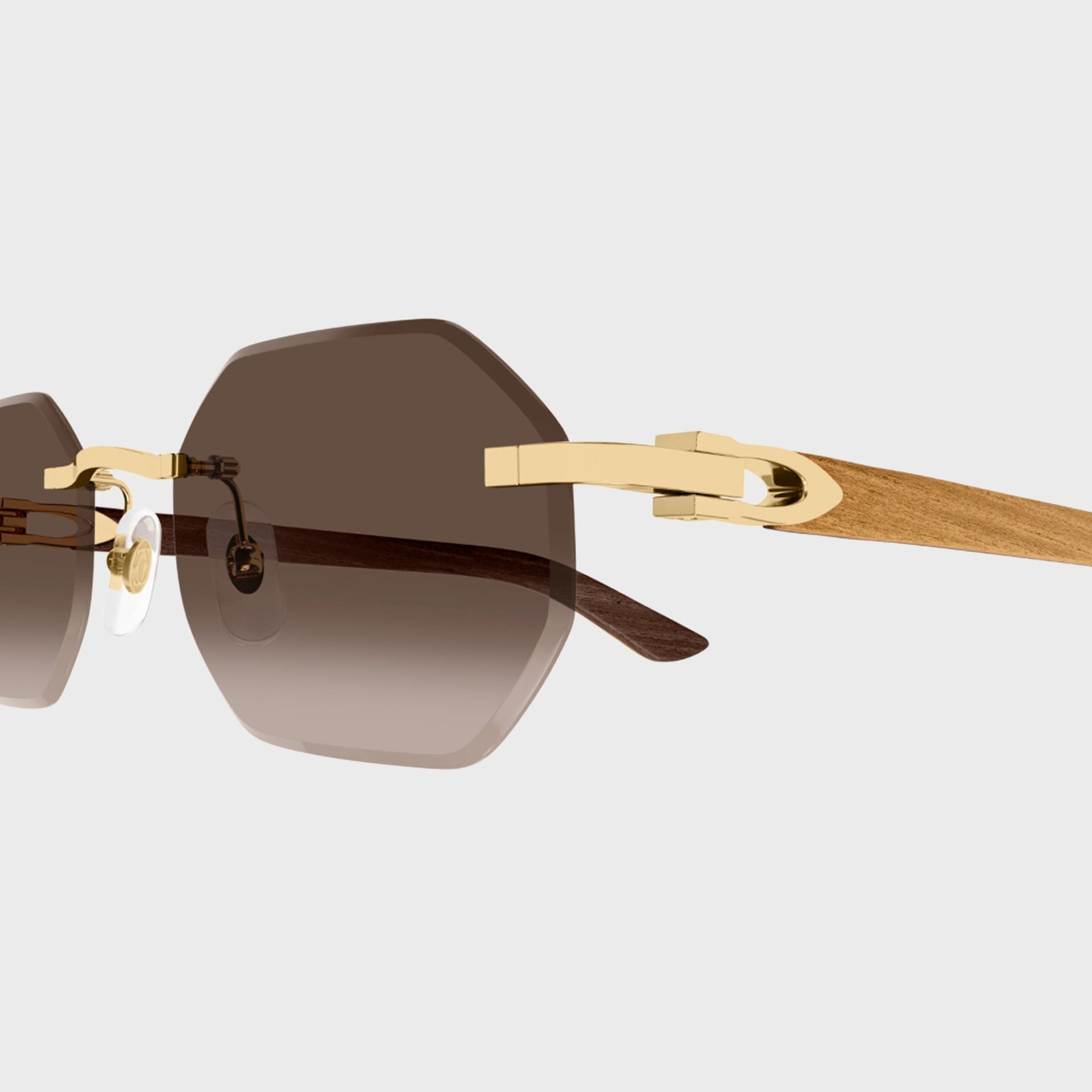 Cartier CT0439S Man Wood Sunglasses - Gold / Yellow / Brown