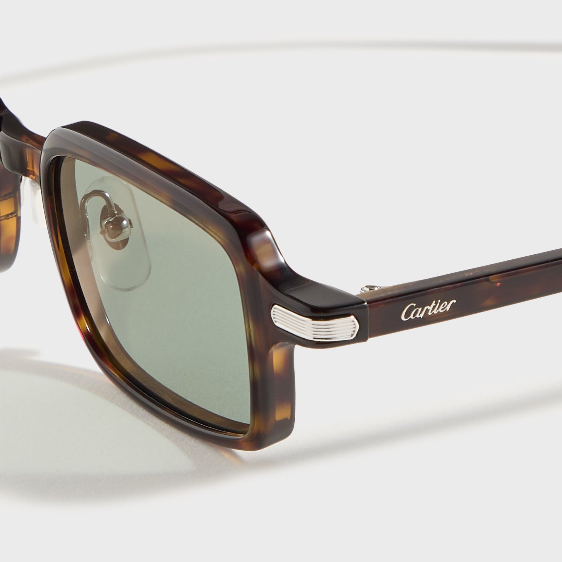 Cartier Square Sunglasses - Dark Havana / Green with Gold Flash Mirror