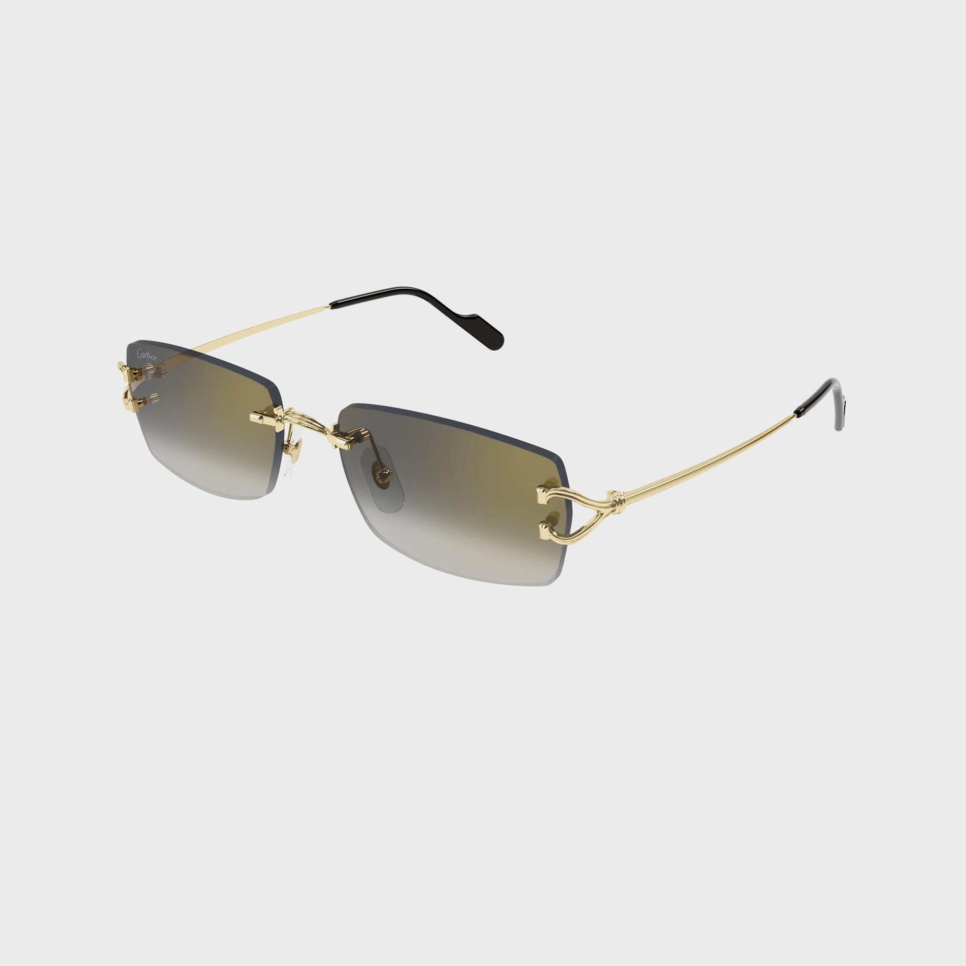 Cartier Rectangular Sunglasses - Gold / Blue