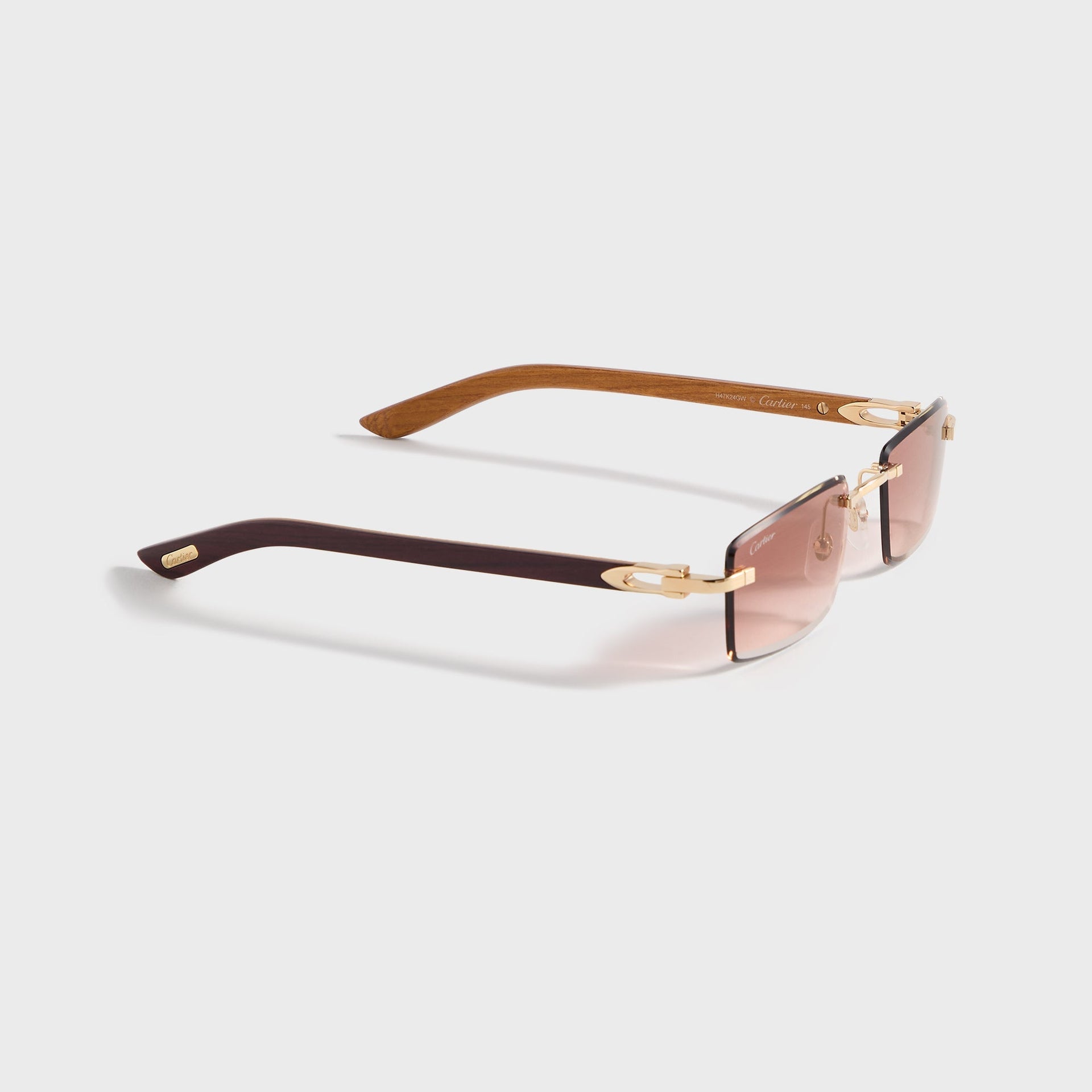 Cartier Rectangle Sunglasses - Gold / Burgundy / Red
