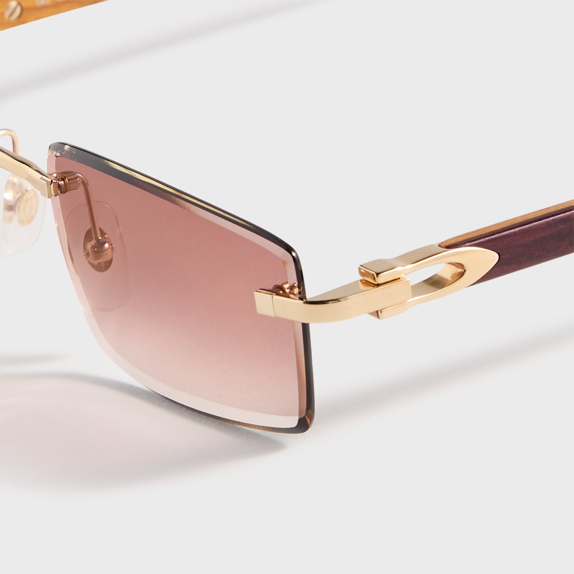 Cartier Rectangle Sunglasses - Gold / Burgundy / Red