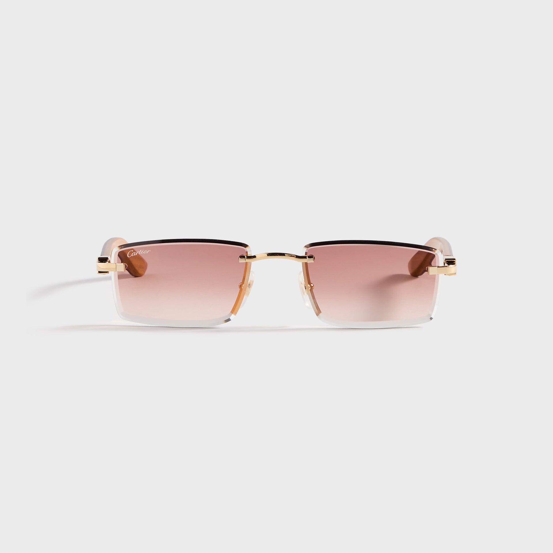 Cartier Rectangle Sunglasses - Gold / Burgundy / Red