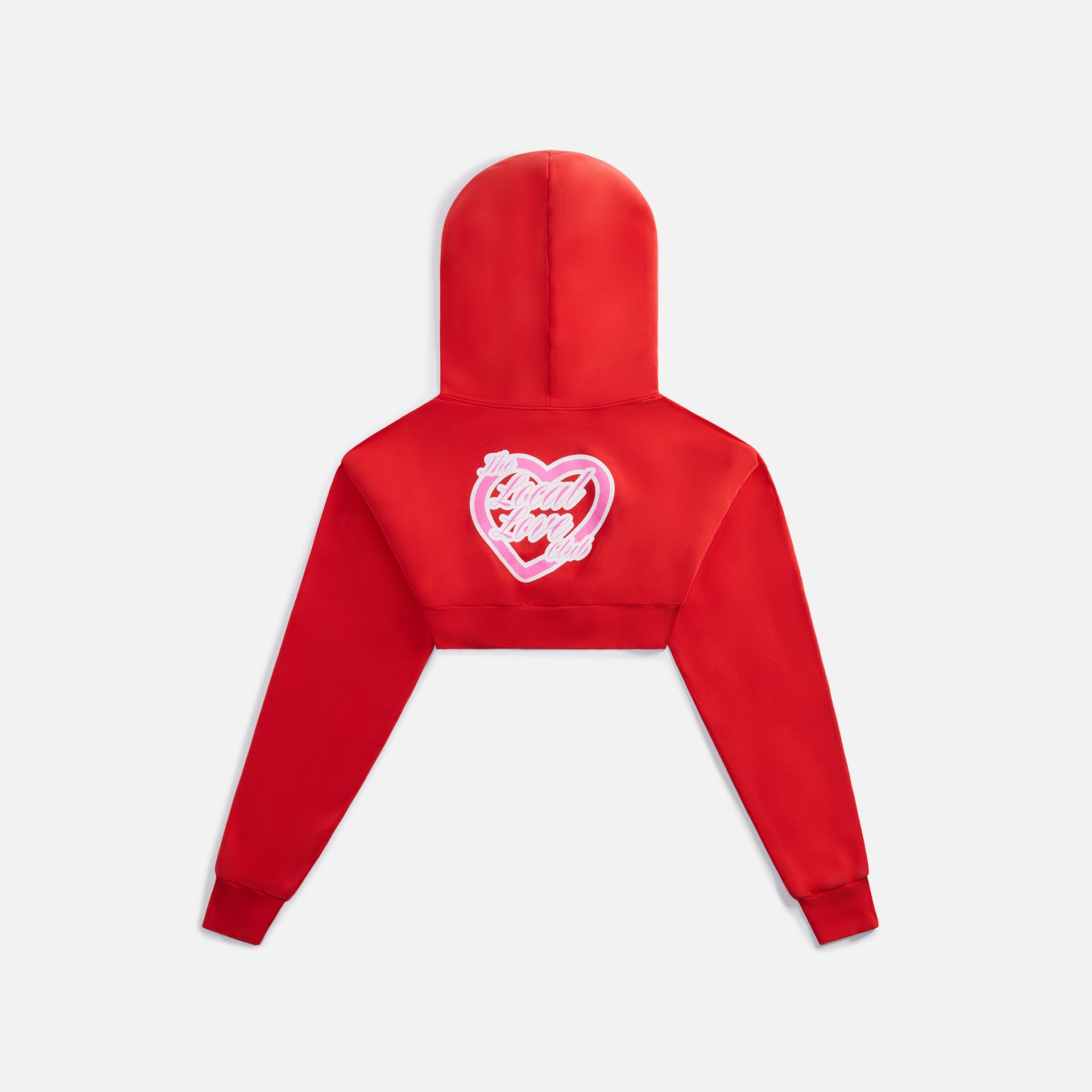 The Local Love Club Matchbook Cropped Zip Hoodie - Hot Red