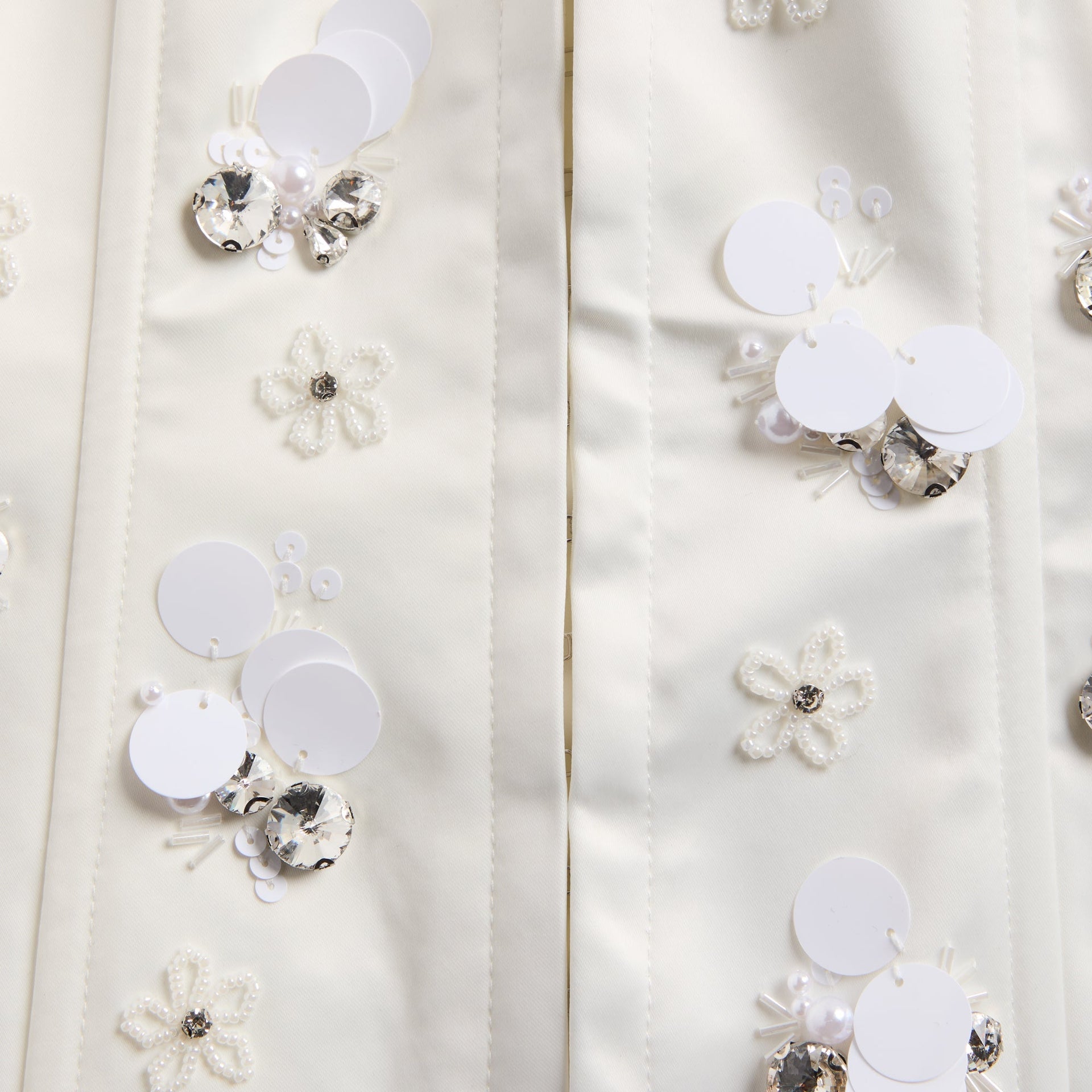 GUIZIO Embellished Satin Corset - White