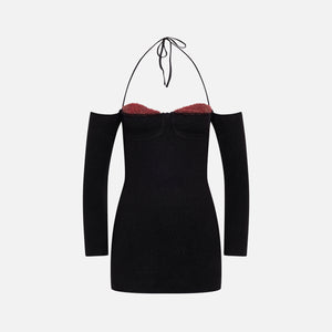 GUIZIO Rosemere Knit Mini Dress - Black / Red