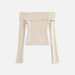 GUIZIO Thalia Rib Off Shoulder Sweater - Ivory