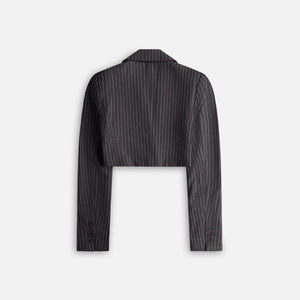 GUIZO Fei Pinstripe Cropped Blazer - Charcoal