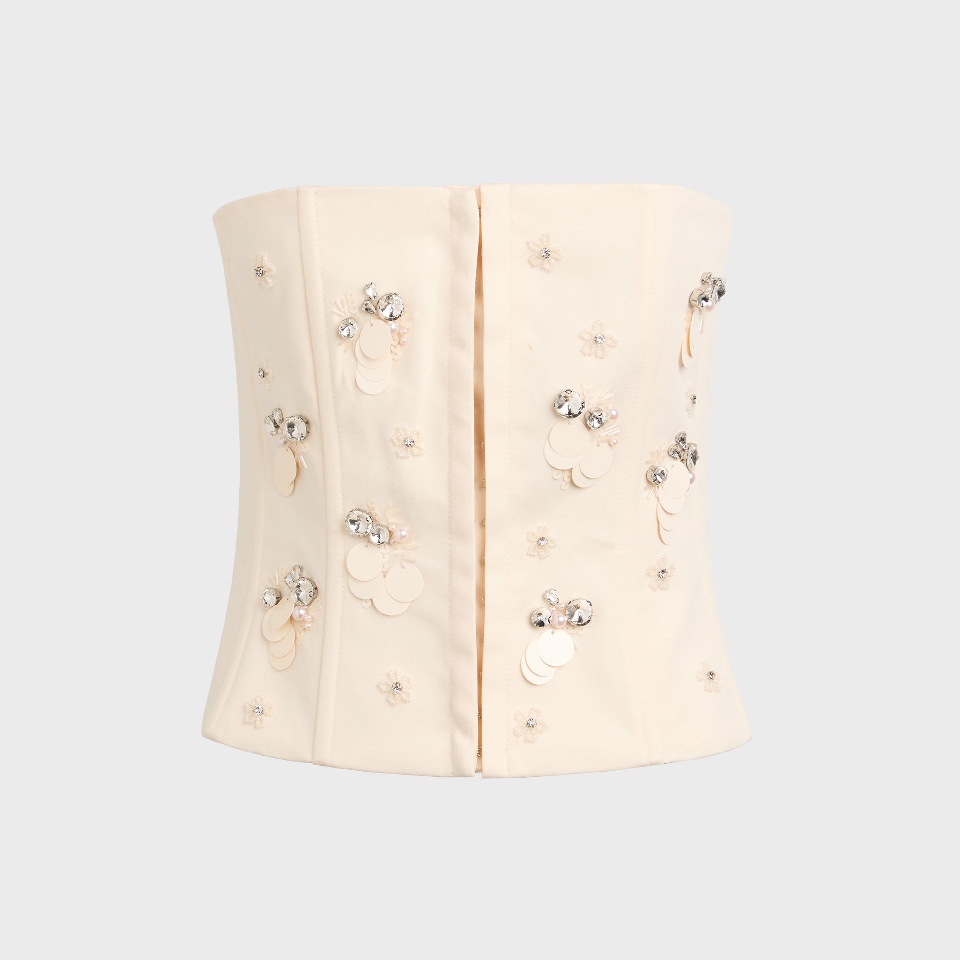 GUIZIO Embellished Twill Corset - Ivory