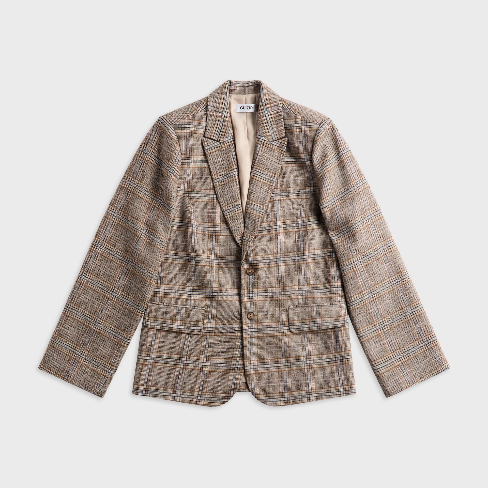 GUIZIO Oversized Blazer - Tartan Plaid