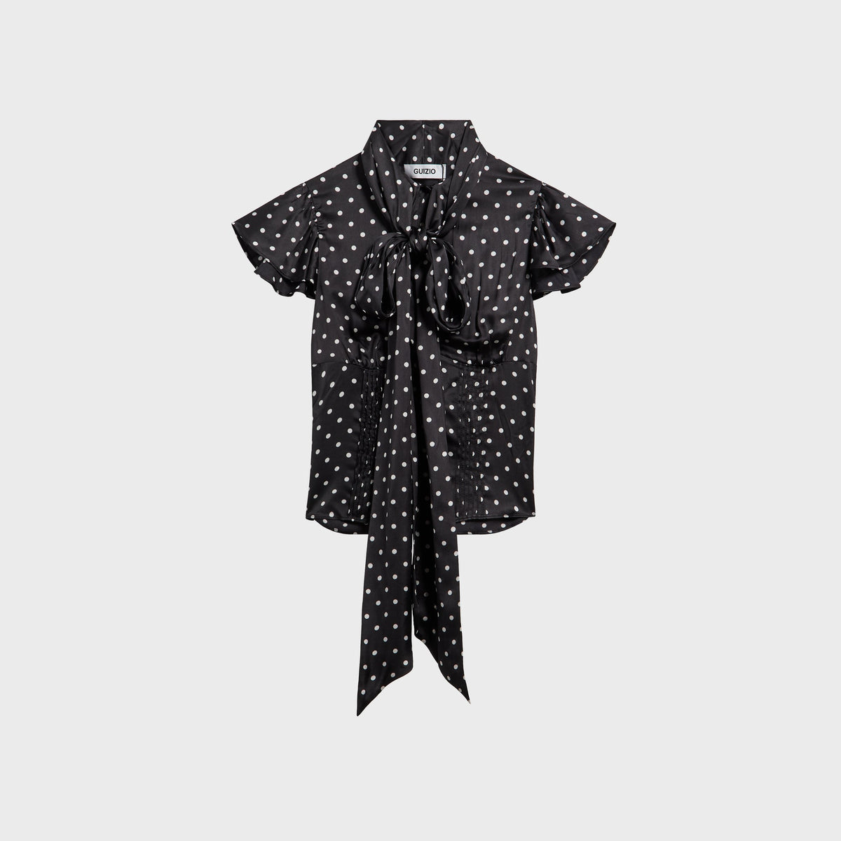 GUIZIO Ara Satin Top - Black Micro Dot